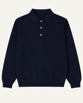Men’s Polo Sweater in Pure Extrafine Wool