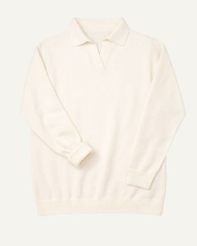 Men’s Polo Sweater in Pure Ultrafine Merino Wool