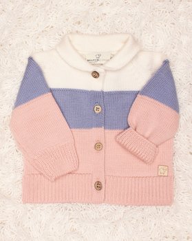 Giacchina Rigata Neonata in Pura Lana Merino Extrafine