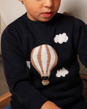 Maglione Bambino e Bambina Mongolfiera in Pura Lana Merino Extrafine