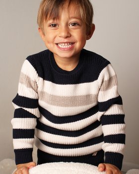 Maglione Rigato Bambino e Bambina in Pura Lana Merino Extrafine
