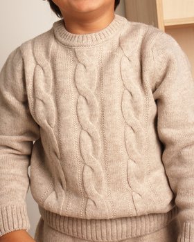 Maglione a Trecce Bambino e Bambina in Pura Lana Merino Ultrafine