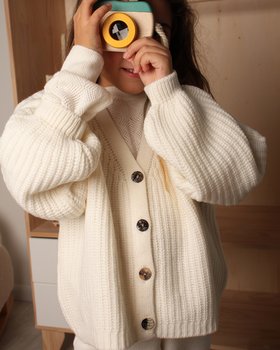 Cardigan Scollo V Bambina in Pura Lana