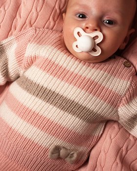 Maglia Neonata Righe in Pura Lana Vergine Merino Extrafine