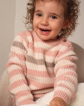 Maglia Neonata Righe in Pura Lana Vergine Merino Extrafine