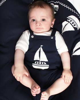 Salopette Barchetta in Puro Cotone Bio Neonati