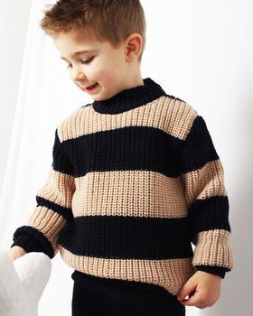 Gestreifter Pullover aus reiner Merinowolle Kinder