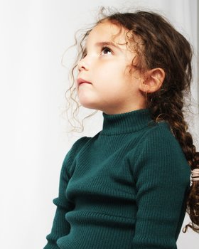 Maglia Lupetto Bimba a Costina Pura Lana Merinos