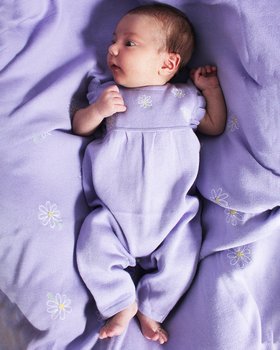 Tutina Margherite Ricamo Puro Cotone Bio Neonata