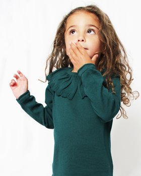 Vestito Bambina con collo in Pura Lana Merino