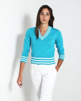 Striped V-neck cotton shirt Women
