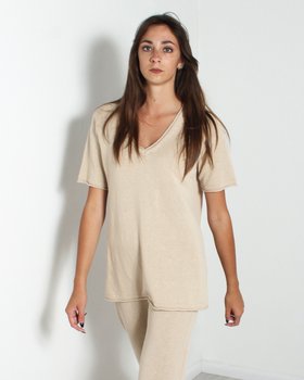 Women’s V-neck cotton-linen sweater