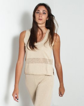 Cotton-linen Perforated Tank Top