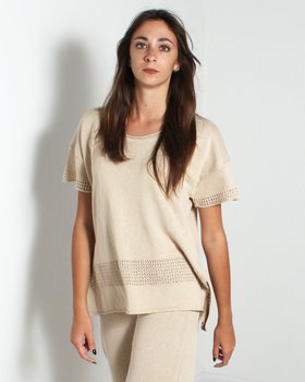 Women’s Over Perforated Cotton-Linen Sweater