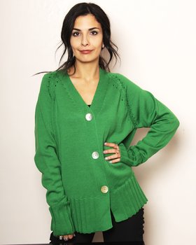 Cardigan Punzonato Pura Lana Donna