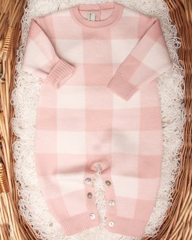 Newborn Vichy Romper Suit in Pure Wool