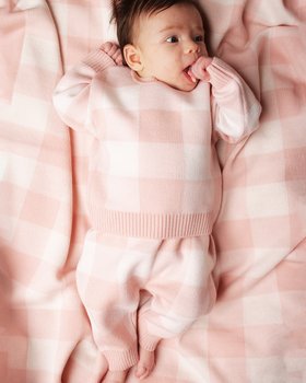 Newborn Vichy Outfit in Pure Wool
