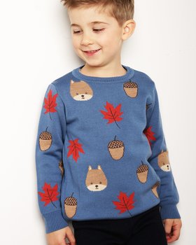 Eichhörnchen-Pullover für Jungen aus reiner Merinowolle