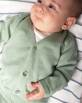 Cardigan Basico Scollo V Puro Cotone Bio Neonati