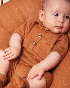 Maglia Polo in Puro Lino e Puro Cotone Neonati