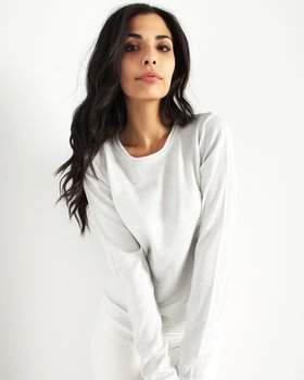 Round neck pure wool lurex woman