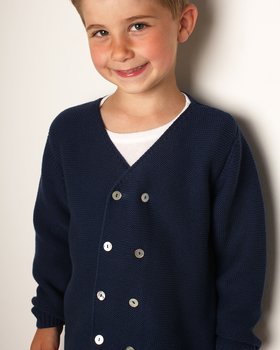 Double-breasted jacket for children in pure organic cotton
