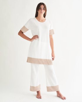 Women’s bicolor dress in cotton-linen