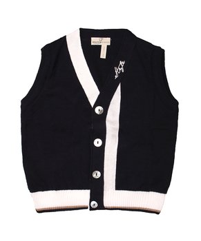 Gilet Aperto Bottone in Puro Cotone Bio