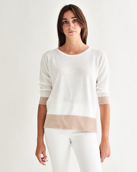 Women’s bicolor round sweater Cotton-Linen