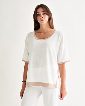 Women’s short-sleeved shirt bicolor cotton-linen