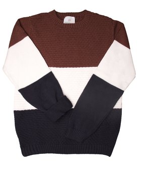 Round Neck Blocks Color Stripes in Pure Cotton for Boys