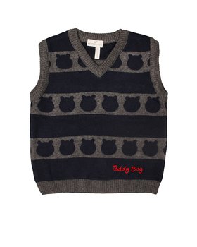 Gilet Orsetti in Puro Cotone e Pura Lana per Neonato