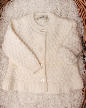 Giacca neonata lavorata in Pura Lana Merino