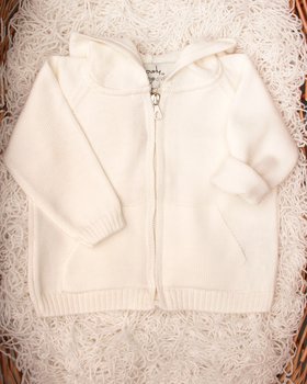 Maglia neonato cappuccio in Pura Lana Merino