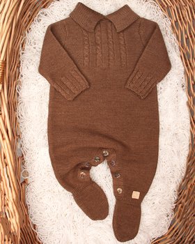 Newborn winter Pure Merino Wool Collar Jumpsuit