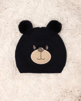 Teddy-Mütze für Neugeborene aus reiner Merinowolle