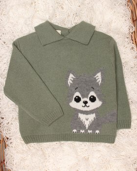 Maglia neonato Lupo in Pura Lana Merino Ultrafine