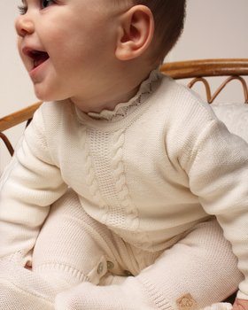 Baby onesie with foot in pure merino wool