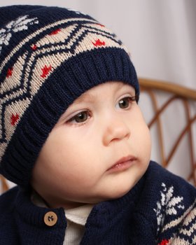 Jacquard-Mütze für Babys aus reiner Merinowolle