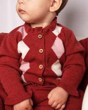 Giacca neonata Rombi in Pura Lana Merino Ultrafine