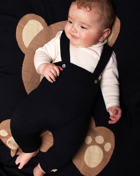 Pantalone neonato Bretelle in Pura Lana Merino