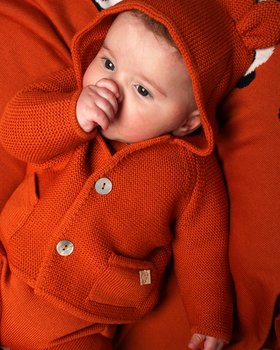 Cappottino Orecchie neonati in Pura Lana Merino