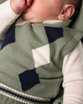 Ultrafeine Rhombus-Baby-Weste aus reiner Merinowolle