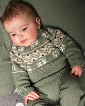 Maglia Neonati Jacquard in Pura Lana Merino Ultrafine