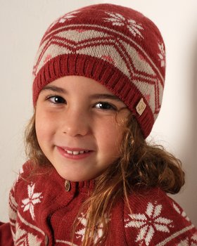 Jacquard Hat in Pure Ultrafine Merino Wool for Children