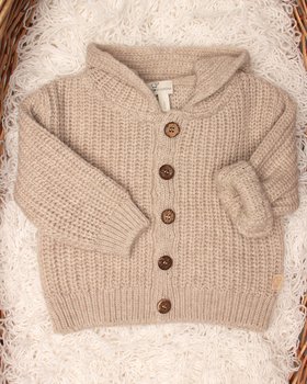 Giacca Cappuccio Neonati in Pura Lana Merino Ultrafine