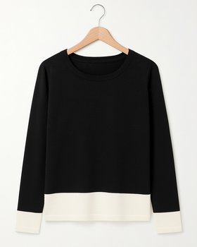 Round Neck Block Color Viscose Women