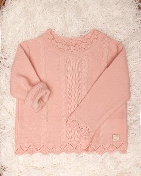 Maglia Punzonata in Pura Lana Merinos per Neonate