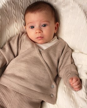 Cardigan Incrociato Neonati in Pura Lana Merino