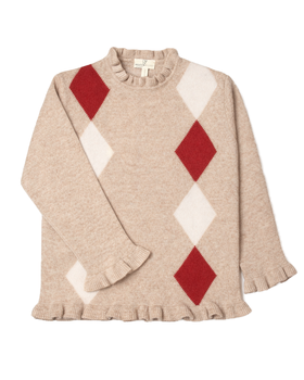 Maglia Bambina Rombi in Pura Lana Merino Ultrafine